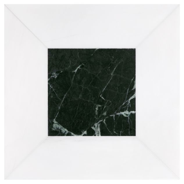 pART Deco Modique Solid Frame + Square Module U in Bianco Dolomiti Select and Florence Green honed marble.