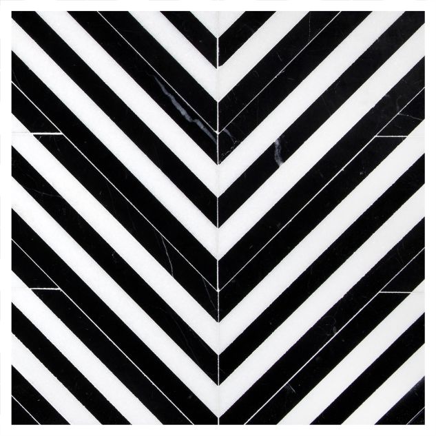 A layout of the pART Deco Modique Obsidian mosaic in the Chevron pattern layout