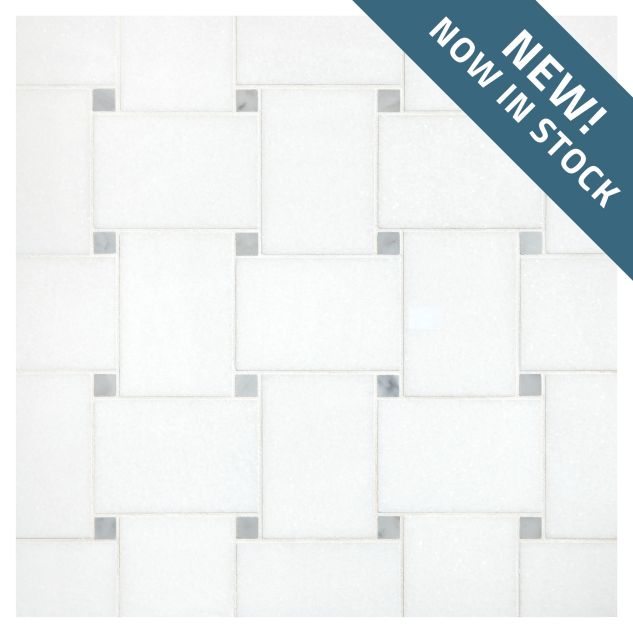 The Bold Basketweave in polished Thassos and Italian Carrara marble. 