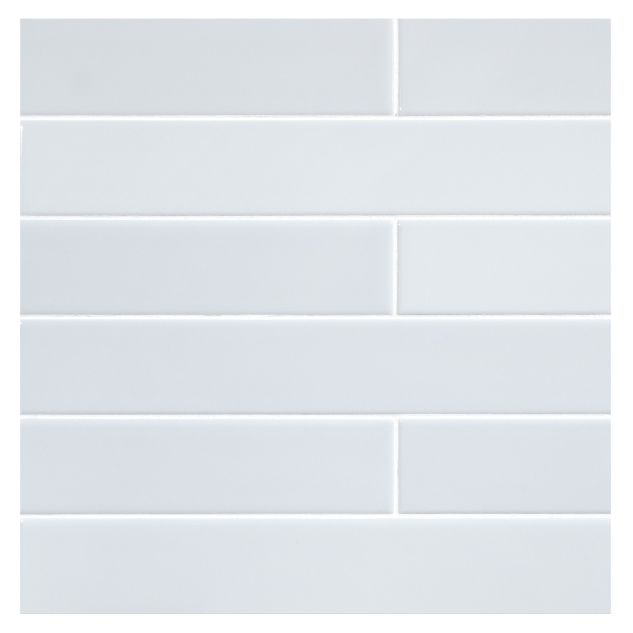 The Truetones ceramic 2" x 16" field tile in Hint of Grey Gloss.