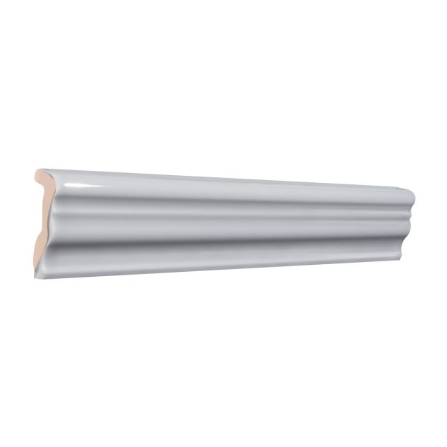 Three quarter view of the Truetones Ceramic chair rail in Greyity Gloss.