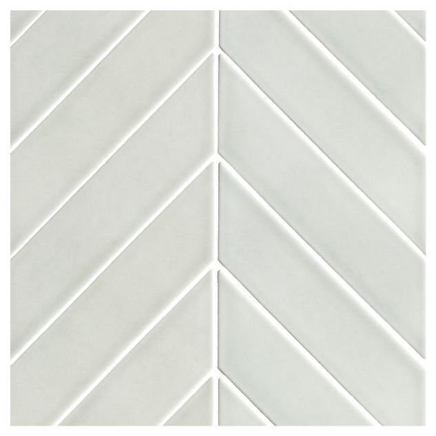 Chevron 2" x 8" Mosaic | Midtown Gray - Gloss | Cezanne Ceramics Collection