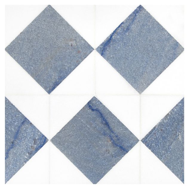 Asquare - Staggered | Thassos Select - Azul Macaubas Select - Honed & Polished | Pietra Visivo Collection