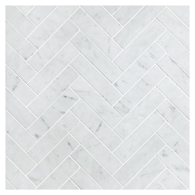 Herringbone Grande 1" X 4" | Italian Carrara Light Select - Honed | Classic Mosaics Collection