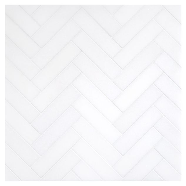 A field of the 1" x 4" Herringbone Grande mosaic in polished Thassos Select marble.